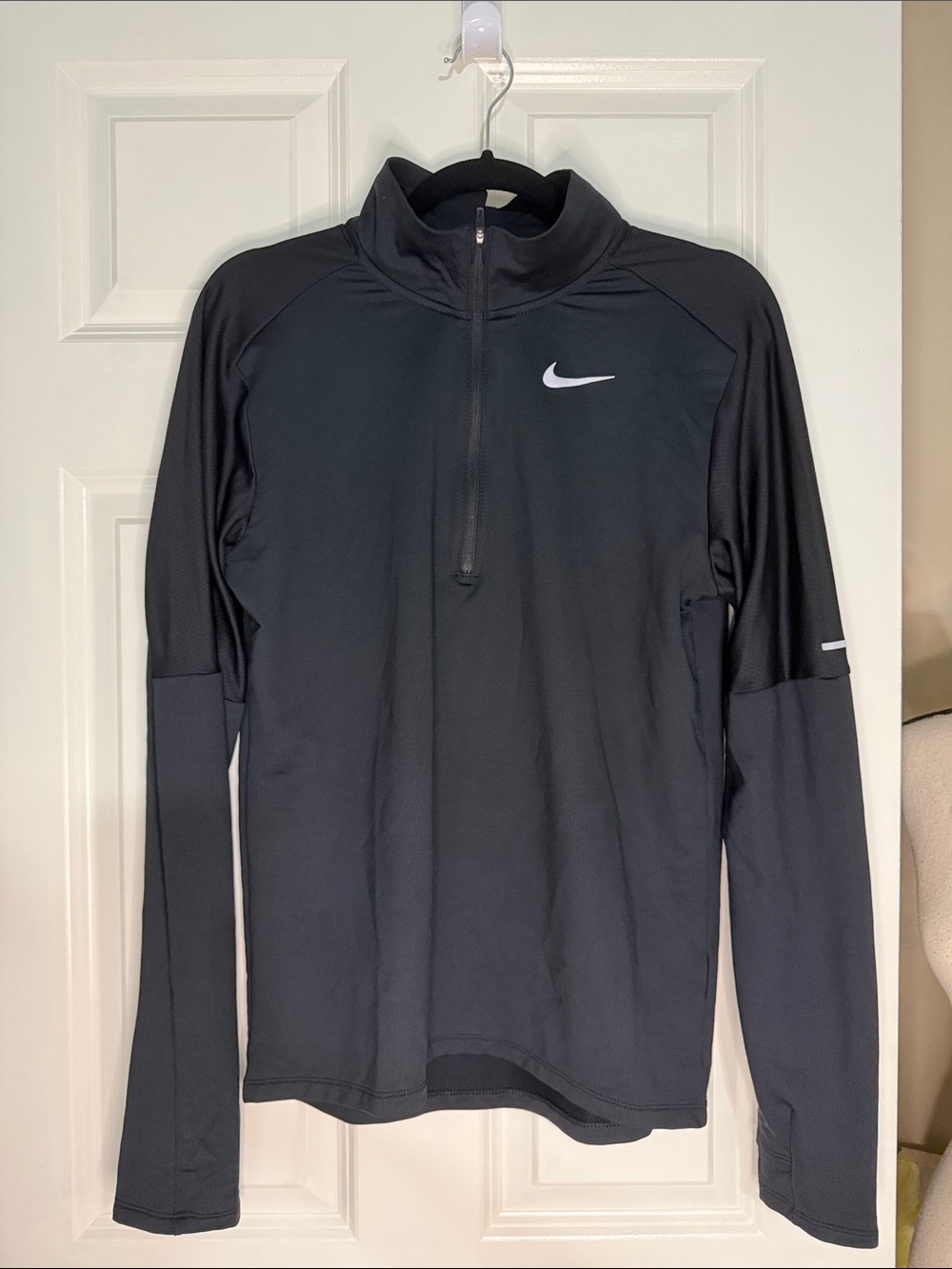 Nike Men’s Black Half-Zip Performance Jacket with White Swoosh